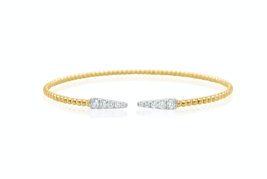 Bracelet 18kt Yellow-White Gold & Diamonds Open Cuff