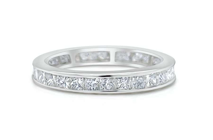 Ring 18kt White Gold & Princess Cut Diamonds (0.98 carats) Eternity