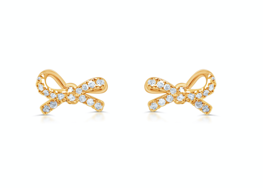 Earrings 14kt Rose Gold Mini Ows with Diamonds