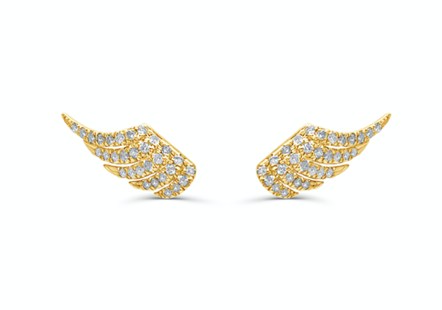 Earrings Wings 14kt Yellow Gold & Diamonds