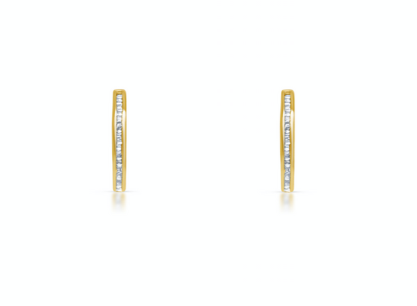 Earrings 18kt Gold Hoops & Baguette Diamonds