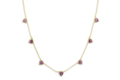 Necklace 14kt Gold Trillion Amethyst & Diamond