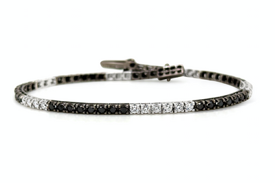 Bracelet 18kt Gold Tennis Black & White Diamonds