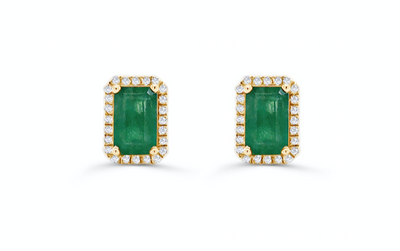 Earrings 14kt Natural Emeralds & Diamonds