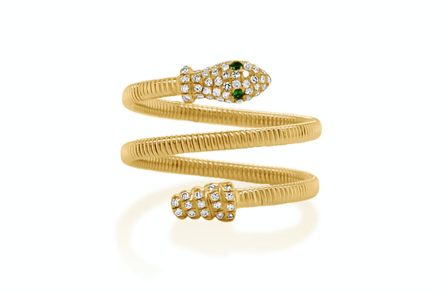 Ring Spiral Yellow Round Gold Snake & Diamonds