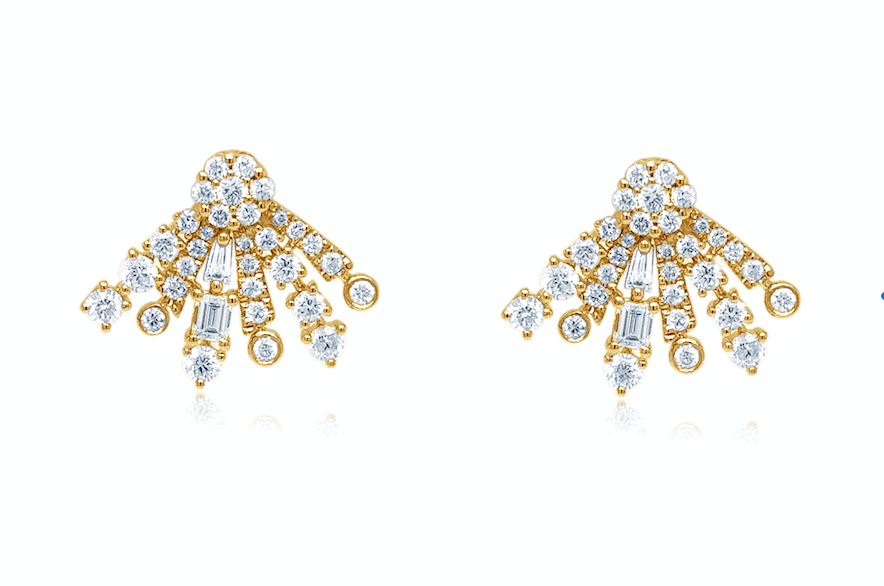 Earrings 18kt Yellow Gold Baguettes and Round Diamonds Stardusts
