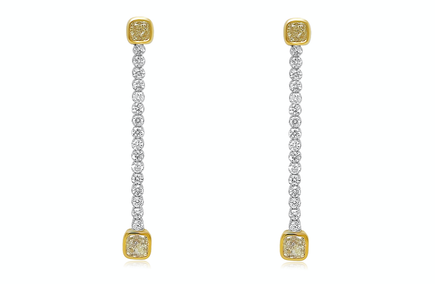Earrings 18kt White and Yellow Gold Inline Diamonds Drops