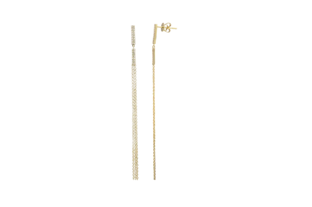 Earrings 14kt Gold Diamonds and rain of Chains