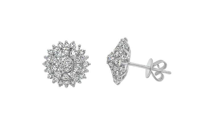 Earrings 18kt Gold Diamonds Flower Stud