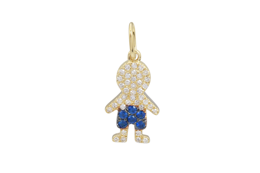 Necklace 14kt Gold Boy with Sapphires & Diamonds