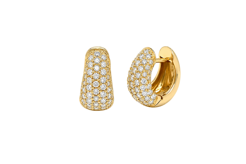 Earrings 18kt Yellow Gold Huggies &  Diamonds