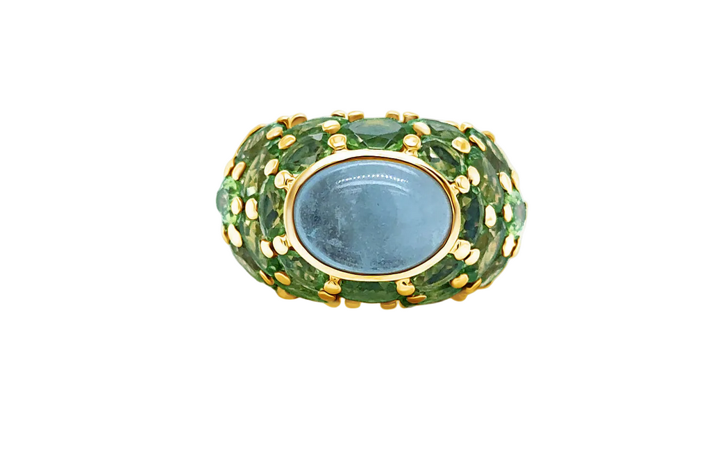 Mimi 18K Yellow Gold Aqua and Peridot Ring