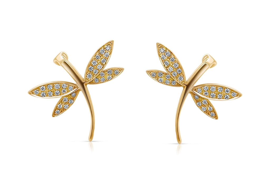 Earrings 18kt Gold Dragonfly & Diamonds