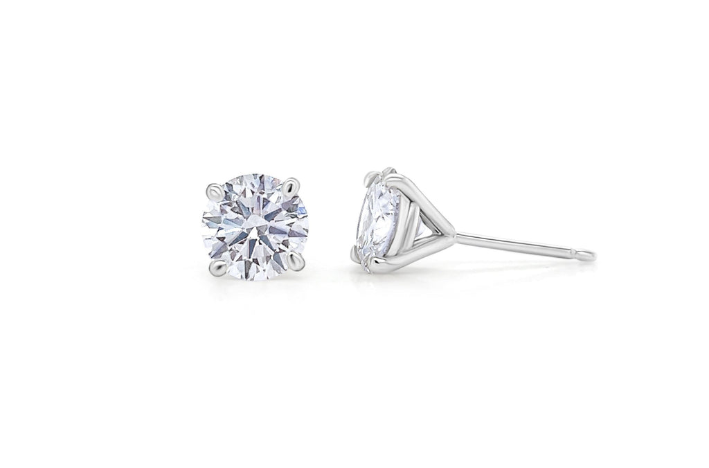 Earrings 1.20cts Natural Round Diamonds 18kt Gold Studs GIA