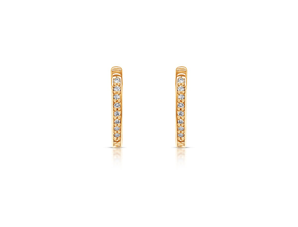 Earrings 14kt Yellow Gold Oval Hoops & Diamonds