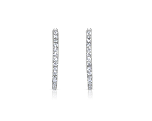 Earrings 18kt White Gold Round Hoops & Diamonds