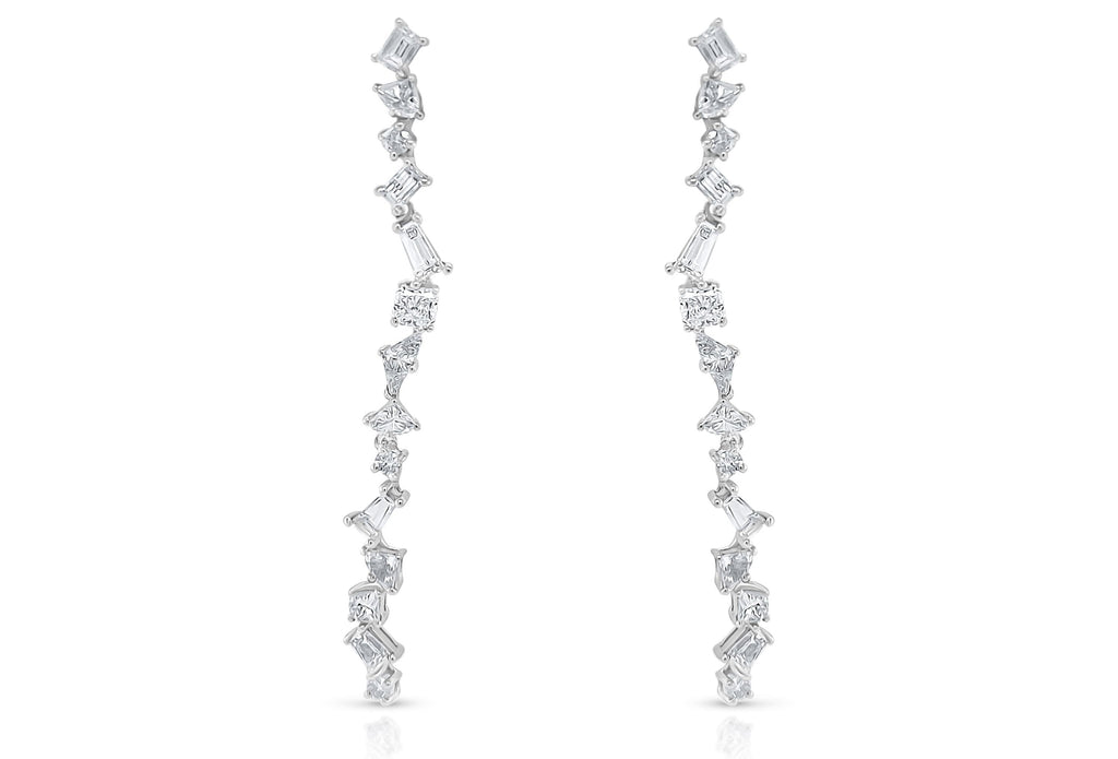 Earrings 18kt White Gold and 3.15 carats of Mixed-Cut Inline Diamond