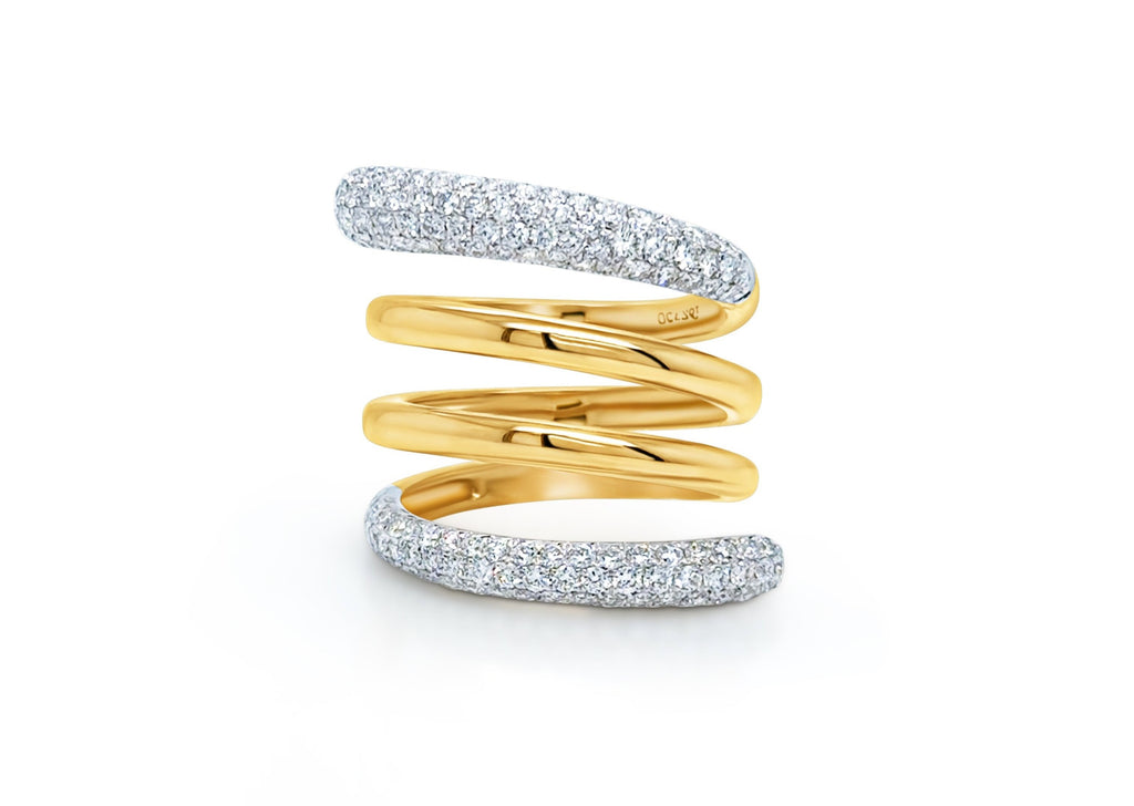 Ring Spiral Yellow Round Gold & Diamonds