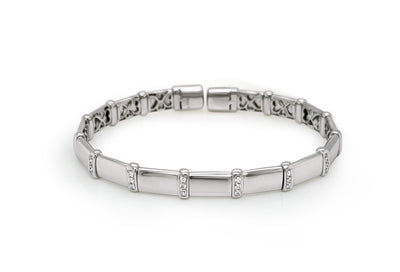 Bracelet 18kt White Gold & Diamonds Open Cuff