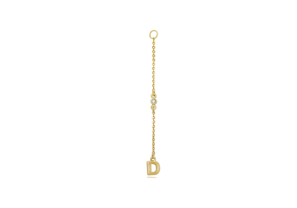 Earring Enhancer 14kt Yellow Gold Letter and Diamond