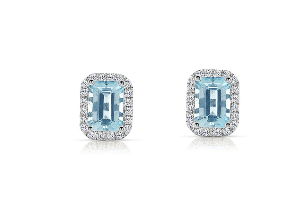 Earrings 18kt Aquamarines & Diamonds