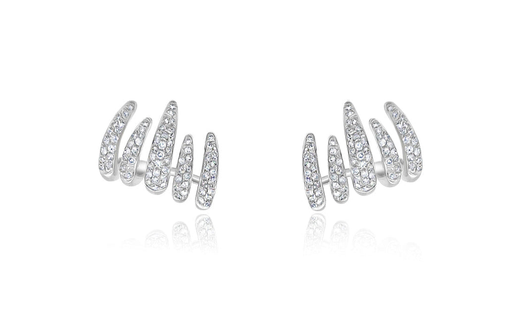 Earrings 14kt White Gold Lobe Stud & Diamonds