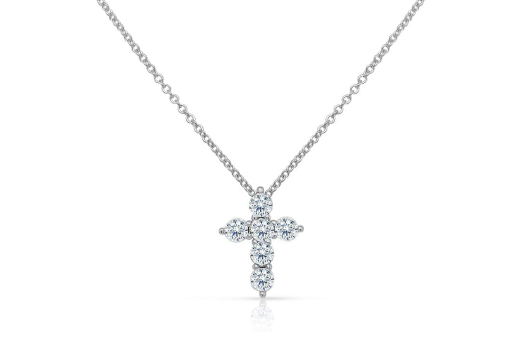 Necklace 14kt Gold & Round Diamonds Cross