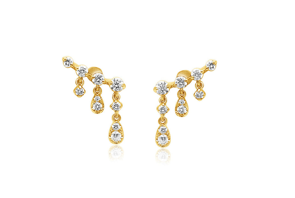 Earrings 14kt Gold Cascade Diamonds