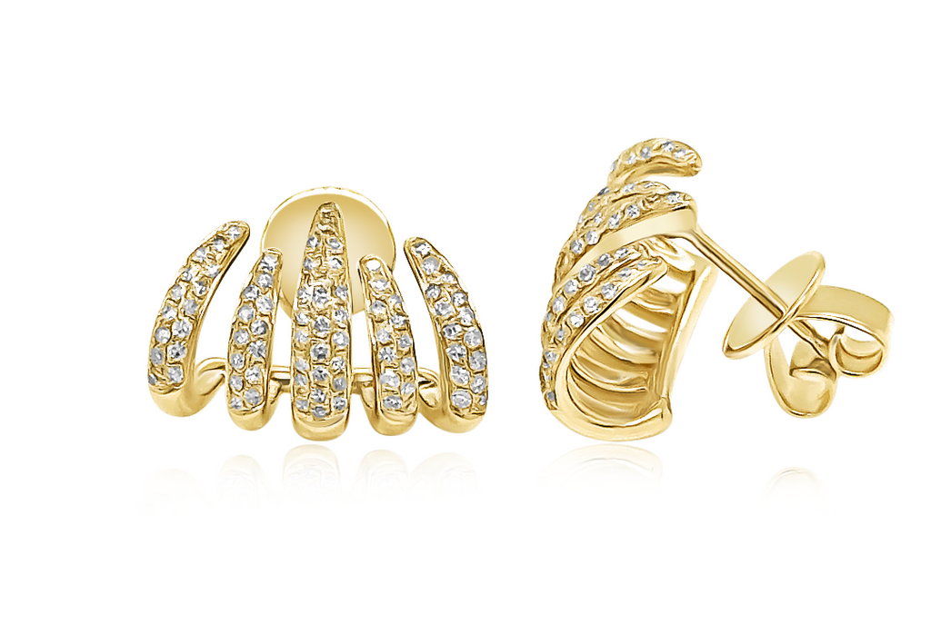 Earrings 14kt Yellow Gold Lobe Stud Claw & Diamonds