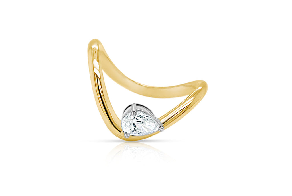Ring 18kt Yellow Gold & Pear Shape Diamond