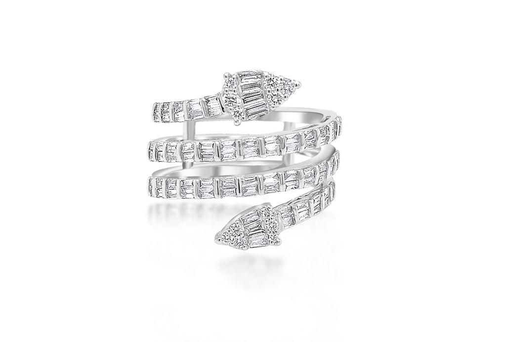 Ring 18kt Gold Spiral Mixed-Cut Diamonds