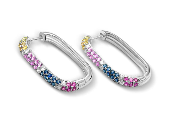 Earrings 18kt Gold Multicolor Sapphires & Diamonds Hoops