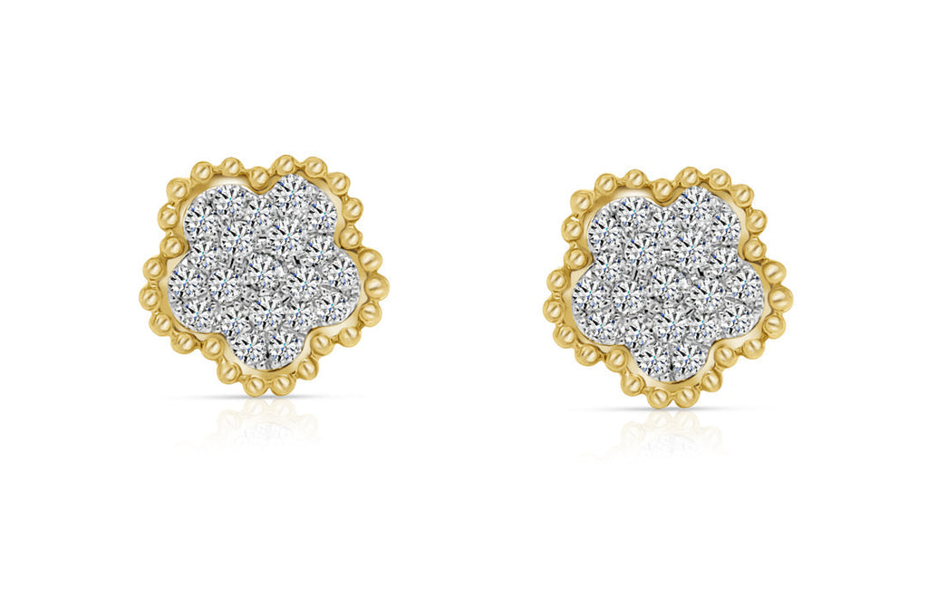 Earrings 18Kt Gold flowers shape with Diamonds
