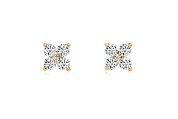 Earrings 0.47 cts Diamonds Flower Cluster Stud 18kt Gold