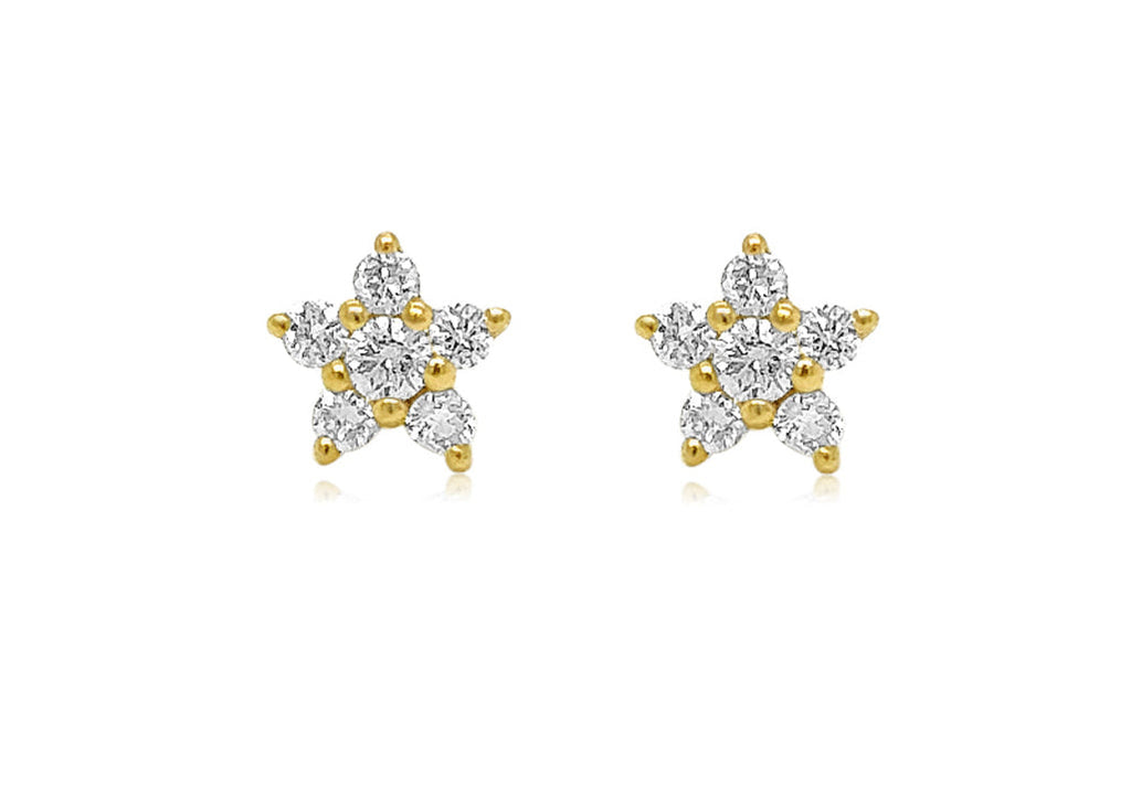 Earrings 0.23 cts Diamonds Flower Cluster Stud 18kt Gold