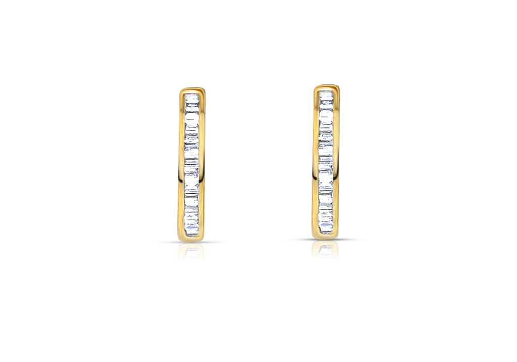Earrings 18kt Yellow Gold Round Mini Hoops & Diamonds
