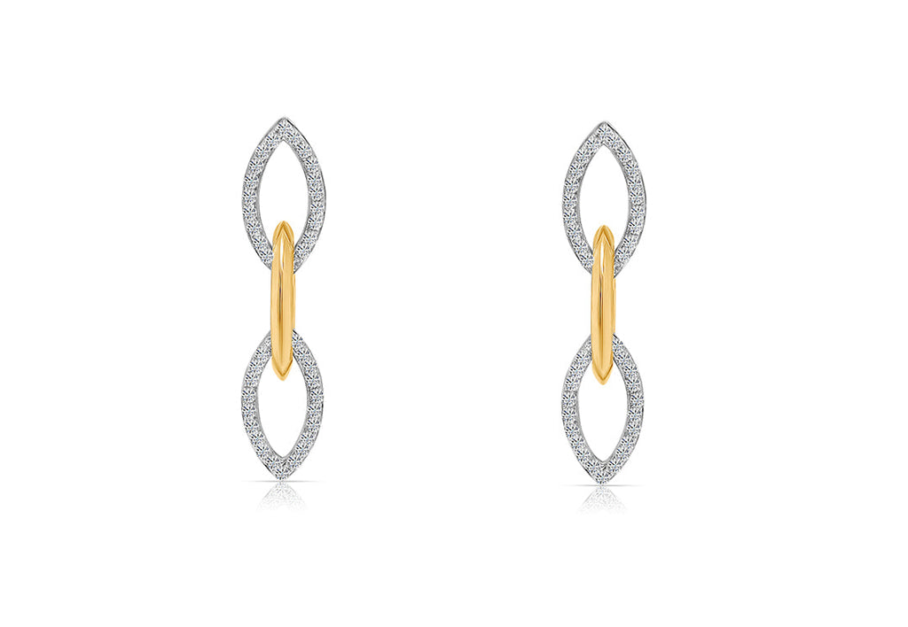 Earrings 14kt Mixed Gold & Diamonds links