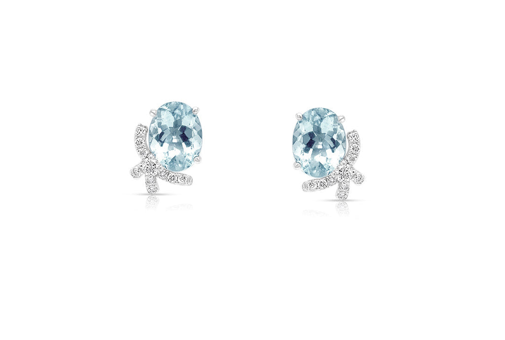 Earrings 18kt Aquamarines & Diamonds Bows