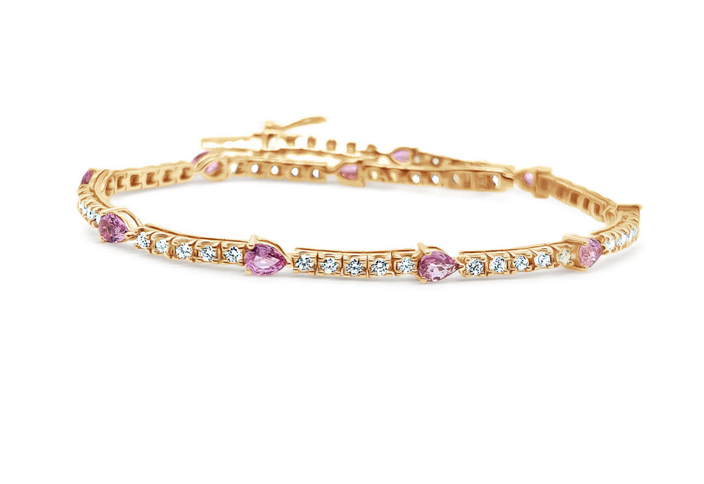 Bracelet 18kt Rose Gold Tennis Pink Sapphires & Diamonds