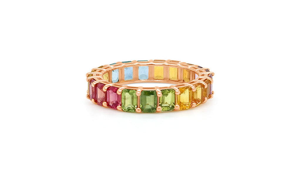 Eternity Ring Multicolor Sapphires & Rose Gold
