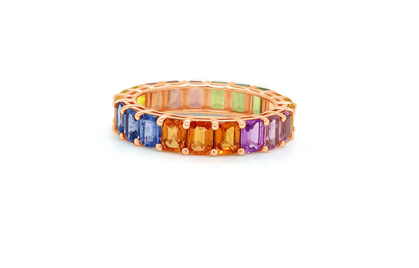 Eternity Ring Multicolor Sapphires & Rose Gold