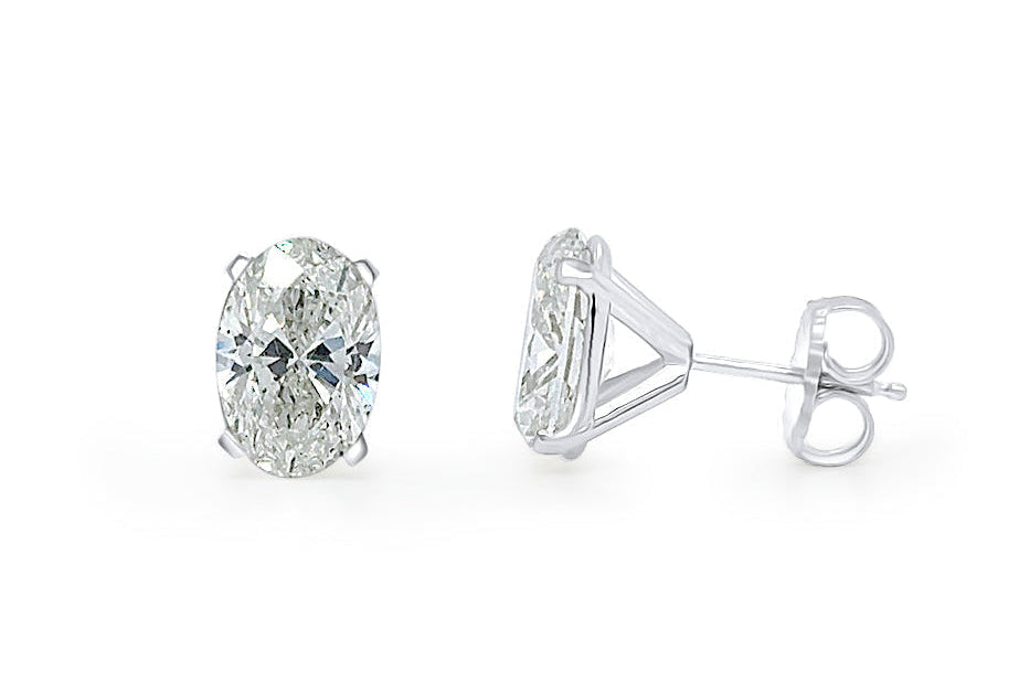 Earrings 4.06cts Natural Oval Diamonds Platinum Studs GIA