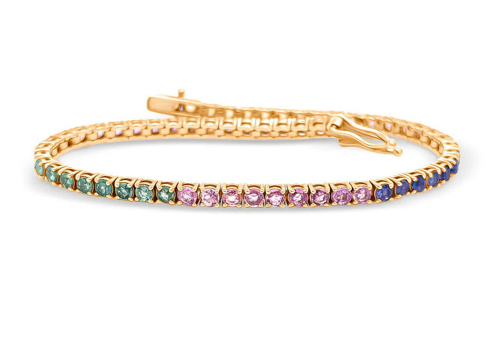 Bracelet 18kt Gold 56 Multicolor Sapphires 1.87 cts Tennis