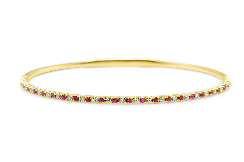 Bracelet 14kt Yellow Gold Rubies and Diamonds Bangle