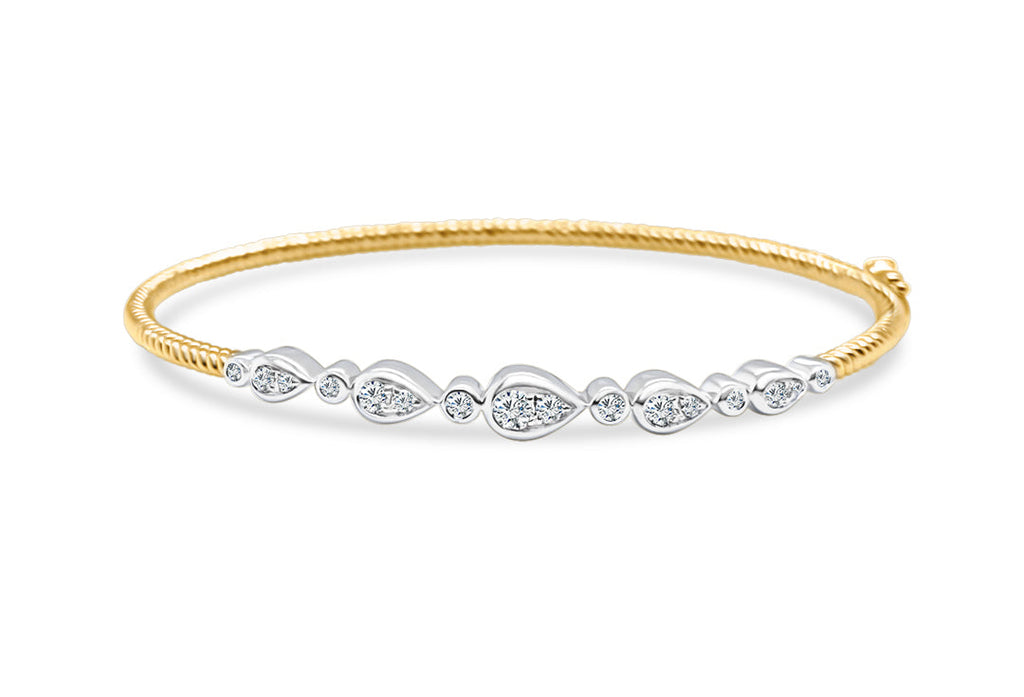 Bracelet 14kt Mixed Gold & Diamonds Bangle