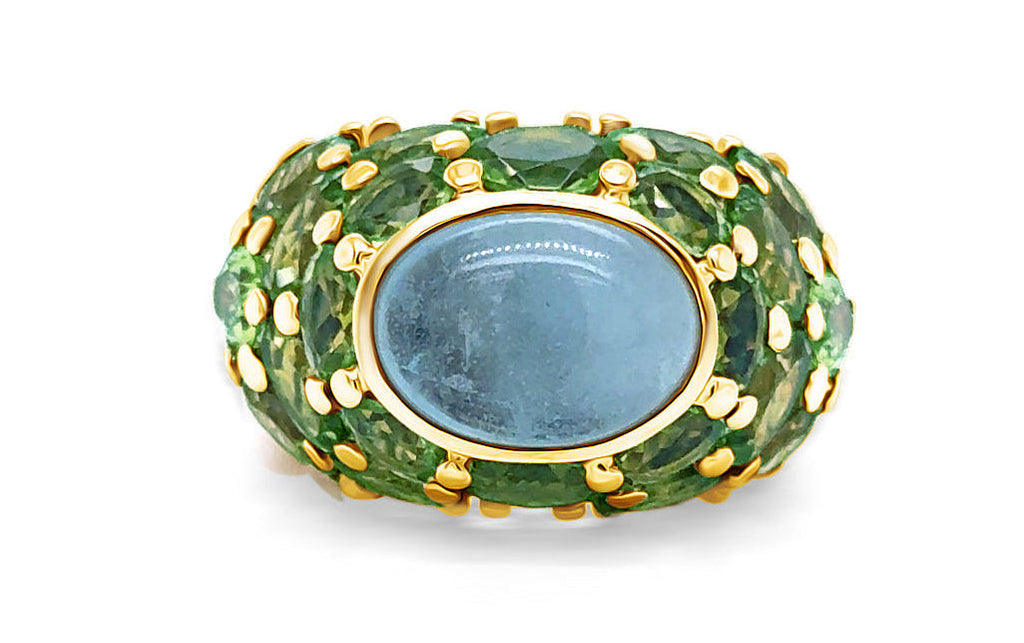 Mimi 18K Yellow Gold Aqua and Peridot Ring