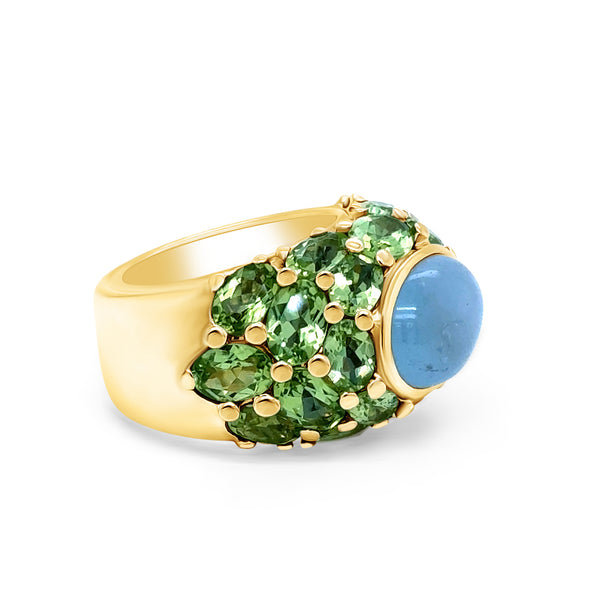 Mimi 18K Yellow Gold Aqua and Peridot Ring