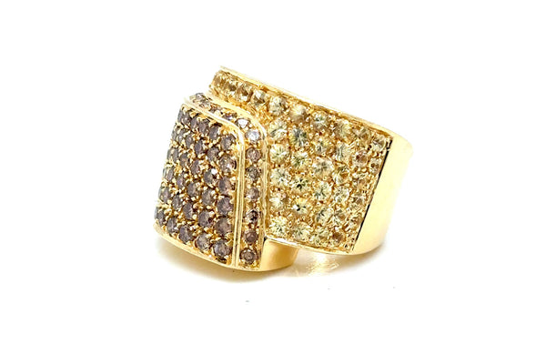 Paolo Piovan Gioielli 18Kt Yellow Gold Ring  Diamonds & YL Sapphires