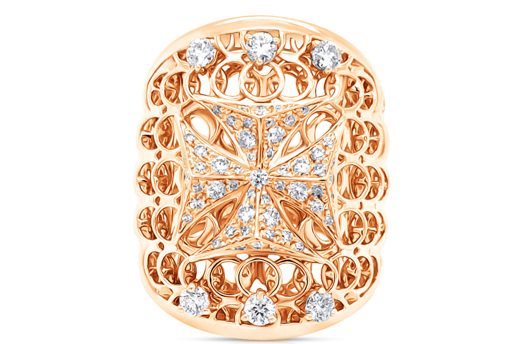 18kt Rose Gold Joan of Arc Diamond ring .89ct by Designer Verhoven
