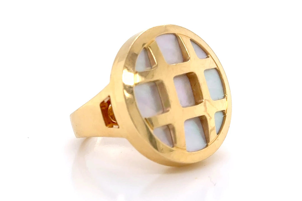 Ring Cartier Pasha Vintage Mother of Pearl Diamond 18k Yellow Gold